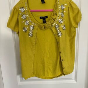 INC International Concepts Yellow Embellished Blouse
